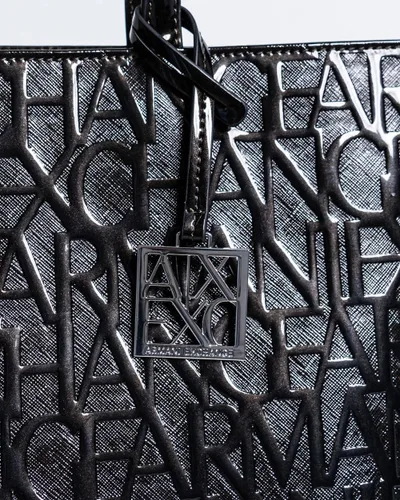 Vista 4 de Armani Exchange Bolso de mano con cremallera con logotipo en relieve