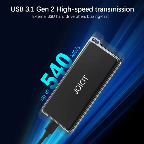 Vista 8 de JOIOT SSD externo portátil de 1 TB, hasta 540 MB/s, unidad flash USB 3.1 tipo C Unidad de estado sólido externa, SSD portátil tipo A a C cable