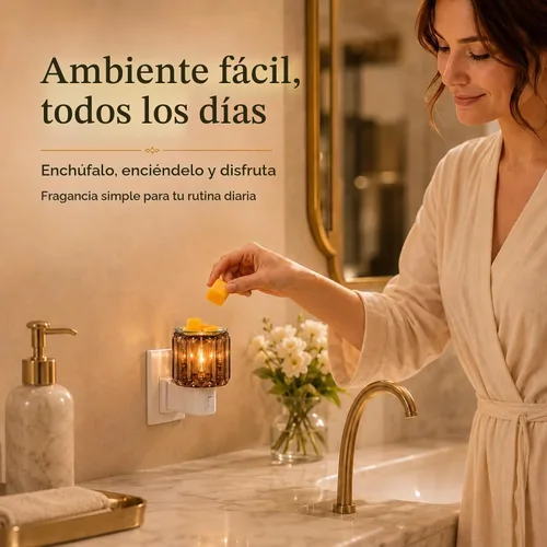 Vista 5 de MeplLivs Warmers Calentador de fragancia enchufable - Enchufe decorativo para calentar velas perfumadas (dorado)