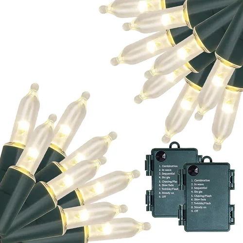 Vista 9 de Twinkle Star Luces de Navidad para Exteriores a Batería 50 LED Mini Cadena de Luces con 8 Modos, 16 pies Luces de Hadas Impermeables para Jardín