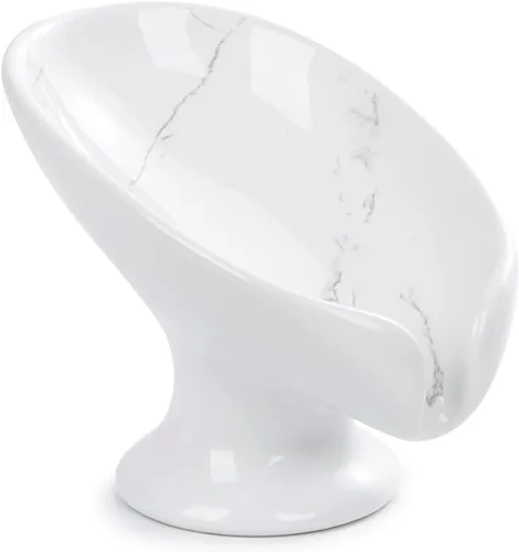 Vista 10 de Jabonera, Jabonera Autodrenante para Barra de Jabón para Fregadero de Baño, Jabonera de Cerámica con Forma de Hoja y Drenaje, Jabonera de Porcelana