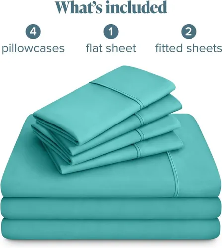 Vista 106 de Bare Home Sheet Set 1800 Ultra-Soft with 2 Pillowcases (Twin XL, Dark Blue)