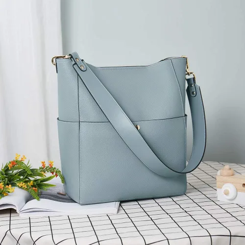 Vista 2 de BOSTANTEN - Bolsos de cuero al hombro tipo balde para mujer