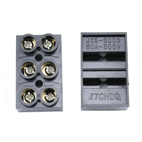 Vista 2 de 500V 60A 3 posiciones doble fila tornillo bloque de terminales doble fila barrera eléctrica panel-2pcs