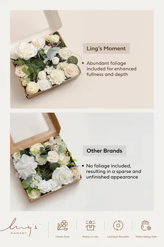 Vista 8 de Ling's moment - Combinación de flores artificiales para boda, beige y sepia, Deluxe Beg-beige y sepia