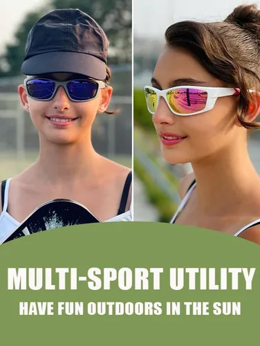 Vista 3 de Myiaur Lentes de sol deportivos polarizados para mujeres y hombres, con protección UV, lentes espejados, resistentes y elegantes, M8140