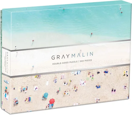 Vista 4 de Galison Gray Malin 2-Sided Jigsaw Puzzle, The Beach, 500 Pieces - 24” x 18”, Double-Sided Puzzle with Vibrant Artwork, Perfect for Family Fun Playa