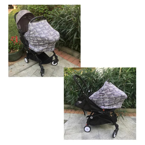 Vista 2 de Paquete de 2 fundas de lactancia para bebés, funda versátil para asiento de auto para recién nacido, flecha gris y azul