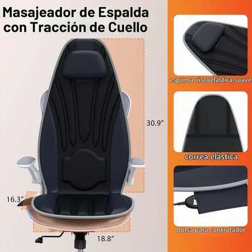 Vista 11 de SLOTHMORE Masajeador de espalda para silla con calor, vibración y soporte lumbar