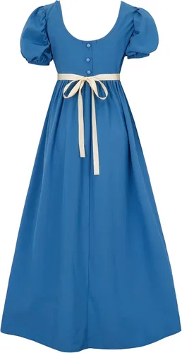 Vista 2 de HEQU - Vestidos de la época de la Regencia para mujeres, con satén, faja fruncida, vestido imperio, vestido de cintura
