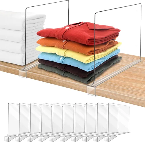 Vista 11 de Divisores de estantes acrílicos para organización de armario 4PCS Divisores de estantes de armario Divisores de armario para estantes Organizador