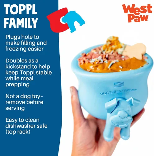 Vista 6 de WEST PAW Toppl Stopper - Paquete de 2 tapones en azul aguamarina, diseñado para el enriquecimiento de perros, accesorio que se adapta a todos