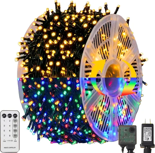 Vista 13 de TW SHINE - Luces de Navidad que cambian de color, 200 luces LED RGB de 66 pies, luces de Halloween para exteriores con control remoto, impermeables