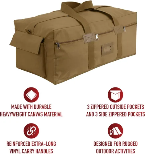 Vista 2 de Rothco Bolsa de lona tipo israelí, Marrón Coyote, Bolsa de lona lateral suave