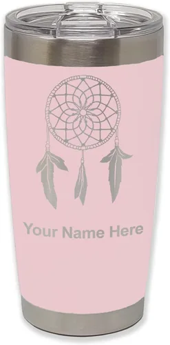 Vista 13 de LaserGram Vaso aislado al vacío de 20 onzas, atrapasueños, grabado personalizado incluido (negro) Engraved Gift, Vacuum Insulated Stainless Steel
