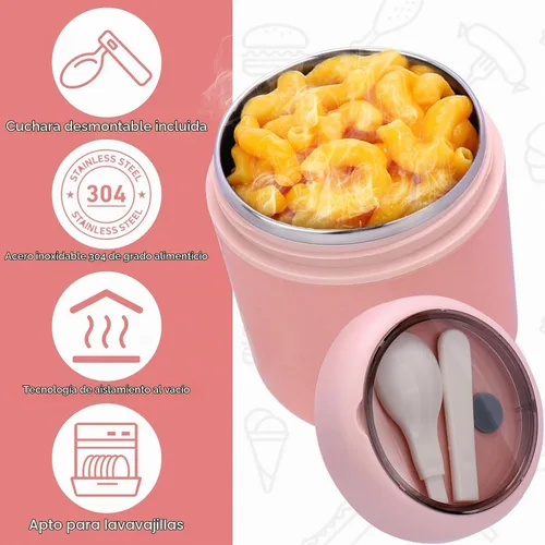 Vista 4 de Juome Termo para Niños de 16 oz para Comida Caliente - Recipiente de Comida al Vacío Aislado, Termo para Sopa de Acero Inoxidable de Boca Ancha
