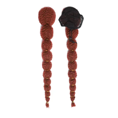 Vista 11 de Extensión de cola de caballo afro rizada con burbuja para mujeres negras de 18 pulgadas de largo, cola de caballo con cordón natural negro, clip