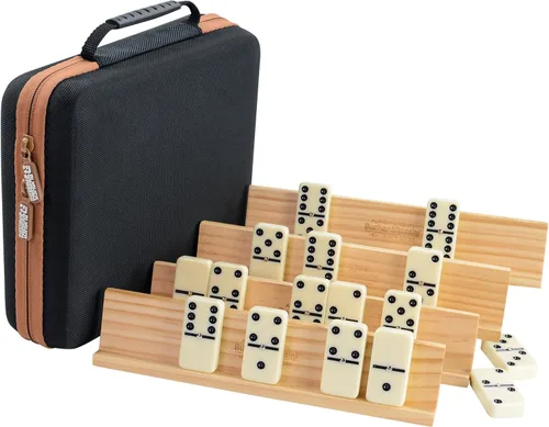 Vista 9 de Bucher&Rossini Juego de Dominó Doble 6 - Juego Clásico de Dominó Negro para Adultos y Niños, Idea de Regalo para Jugadores de Dominó o Noche