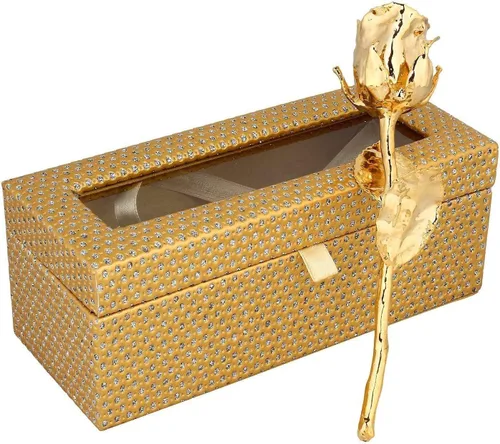 Vista 13 de Rosa natural bañada en oro de 24 quilates con caja de regalo roja para hombres y mujeres, 6 pulgadas de largo, la mejor opción de regalo en el día
