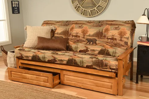 Vista 18 de Kodiak Futons Monterey - Marco de futón con cajones, incluido, color nuez Solo marco
