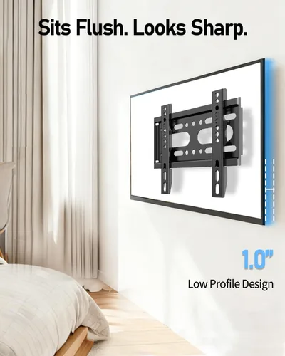 Vista 2 de Nuyoah Soporte de pared para TV de perfil bajo y fijo para televisores y monitores de pantalla plana de 14 a 43 pulgadas y hasta 55 libras, soporte