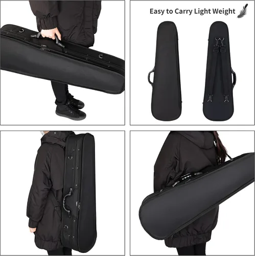 Vista 10 de Estuche básico, profesional, rígido, liviano, con forma triangular, para violín, de la marca ADM , Talla full