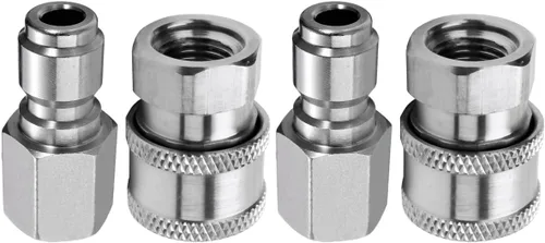Vista 6 de Beduan Adaptador de Conector Rápido de Lavadora a Presión de Acero Inoxidable de 1/4" NPT Hembra con Enchufe QC, 5000 PSI