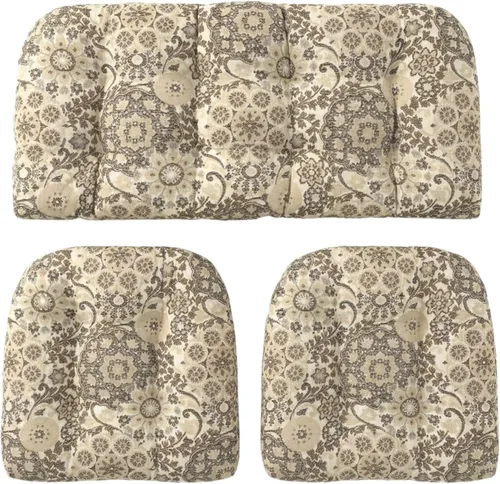 Vista 10 de RSH DECOR: Sunbrella - Juego de 3 cojines de mimbre copetudos 41 x 19 pulgadas y 19 x 19 pulgadas Fabricado con tela de rendimiento Sunbrella