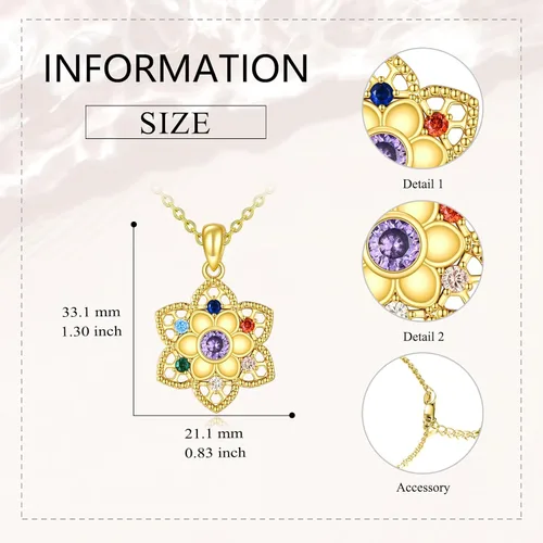 Vista 4 de SILBAZ Collar de loto, collar de chakra de loto, collar con colgante de 7 chakras, collar de yoga, loto chakra, joyería de regalo para mujeres