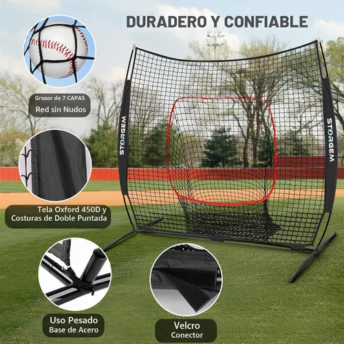 Vista 4 de Storgem 6'X6' Baseball Softball Practice Net with Strike Zone & Bow Frame