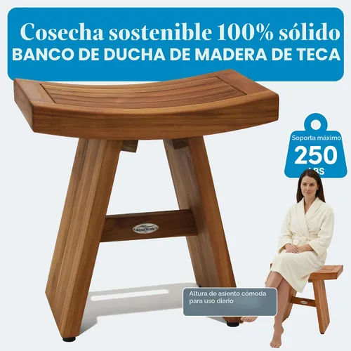 Vista 4 de Banco de teca para la ducha de 18 pulgadas, original de Asia, 304, Marrón, 1, 1