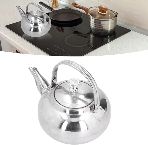 Vista 9 de Exquisita cafetera de acero inoxidable de 5.5 pulgadas con colador de té para hogar y restaurante