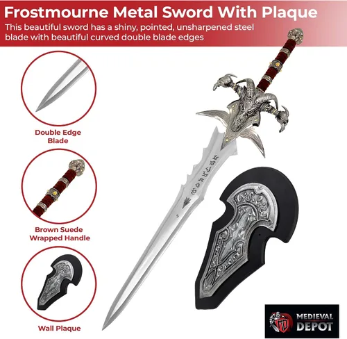 Vista 3 de MedievalDepot Frostmourne Lich King - Espada réplica de 47 pulgadas en total, con placa de visualización