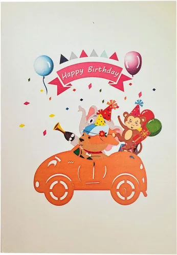 Vista 7 de iGifts And Cards Tarjeta emergente de fiesta de cumpleaños de la selva de 5 x 7 pulgadas – Divertido saludo 3D de celebración de animales