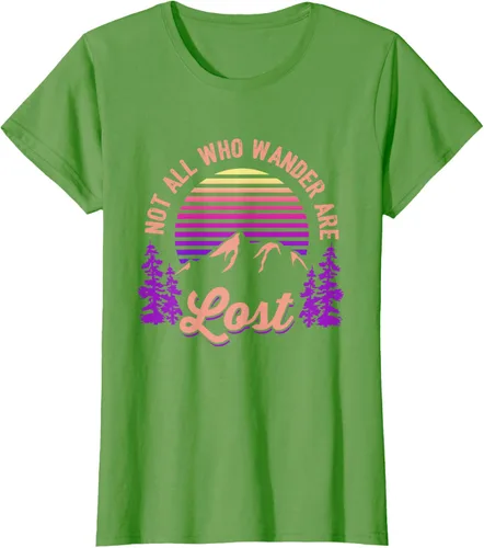 Vista 56 de Not All Who Wander Are Lost Vintage Mountains - Camiseta de senderismo, Negro, S