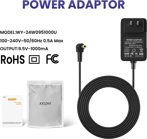 Vista 6 de Adaptador CA/CC de 9.5 V para cargador de fuente de alimentación Casio para teclado de piano Casio, solo compatible con los modelos enumerados