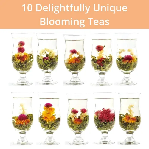 Vista 8 de Juego de regalo de té floreciente, 10 variedades únicas de bolas de té floreciente, VitalForest Envase individual hecho a mano de té verde