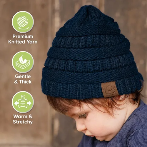 Vista 4 de Paquete de 3 gorros de bebé sombreros de bebé sombreros de recién nacido sombreros de bebé sombreros de niña para invierno urbano
