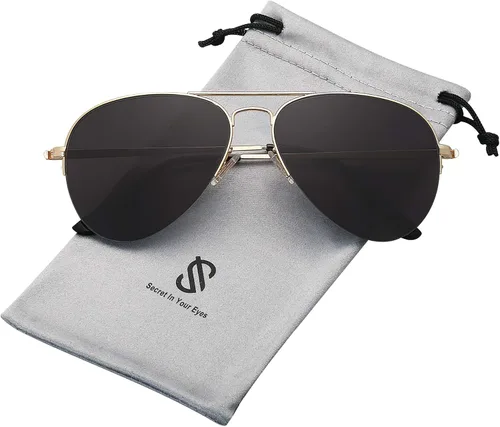 Vista 2 de SOJOS Gafas de sol para hombre y mujer marco de metal clásico sin borde SJ1106