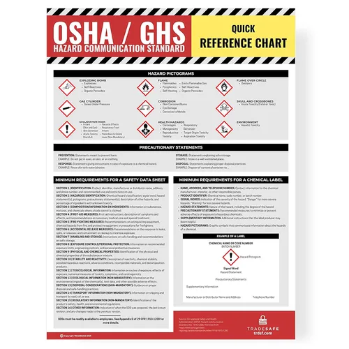 Vista 7 de TRADESAFE Póster de etiquetas de seguridad GHS, póster de peligro para lugares de trabajo industriales, etiquetas de pictograma GHS de 18 x 24