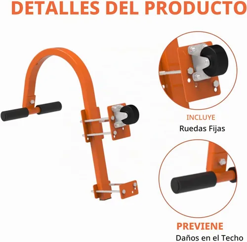 Vista 2 de Ganchos de escalera de techo, estabilizador de escalera de extensión de acero resistente para techo, gancho de techo de escalera con escalera