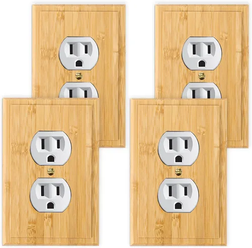 Vista 26 de Placa de interruptor de luz de palanca simple de madera maciza de 4.8 x 3.14 pulgadas, cubierta de interruptor de luz de calidad de madera cruda