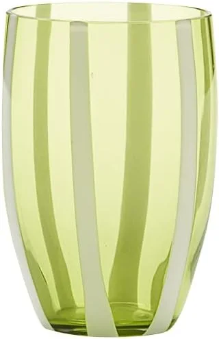 Vista 4 de Zafferano, Gessato - Vaso de vidrio, 10 onzas, juego de 2, aguamarina Aguamarina (Aquamarine)