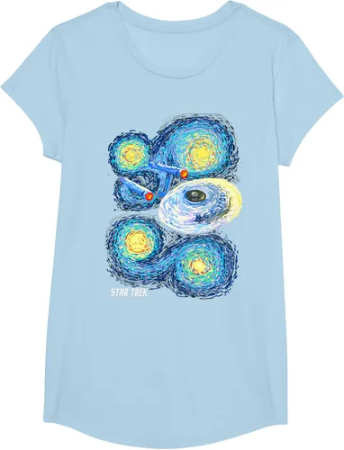Vista 12 de Star Trek Camiseta de pintura de noche estrellada de la serie original, Negro, S