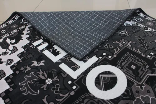 Vista 4 de Alfombra con texto en inglés "Keep Off", alfombra de algodón lavable de 160 × 90.6 in = 5'3" × 7'7