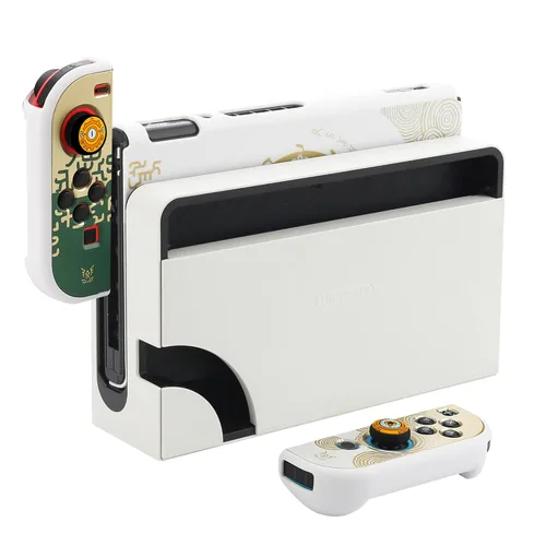 Vista 3 de HYPERCASE White of Zelda Switch OLED Dockable Case for Console & Joycon, Anti-Scratch Switch OLED Protective Cover Skin with Screen Protector & 2