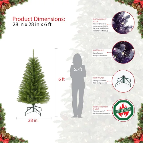 Vista 6 de Puleo International Árbol de Navidad artificial de abeto Fraser de 6 pies con soporte, verde, (FFPT-60)