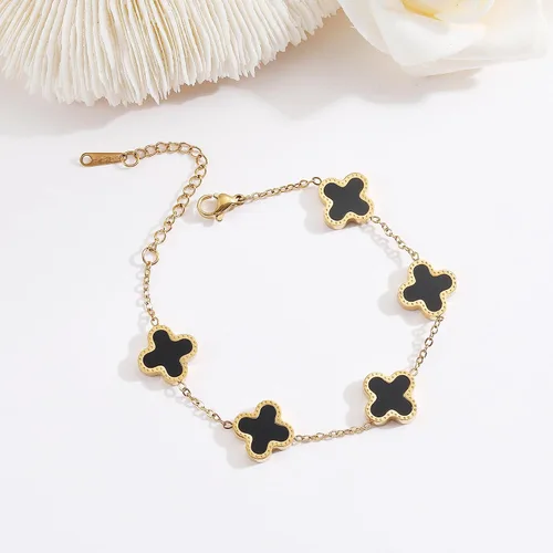 Vista 4 de TICVRSS 18K Gold Plated Lucky Bracelet for Women WhiteBlackRed Bracelets Cute Bracelets Jewelry Gifts for Women Girls