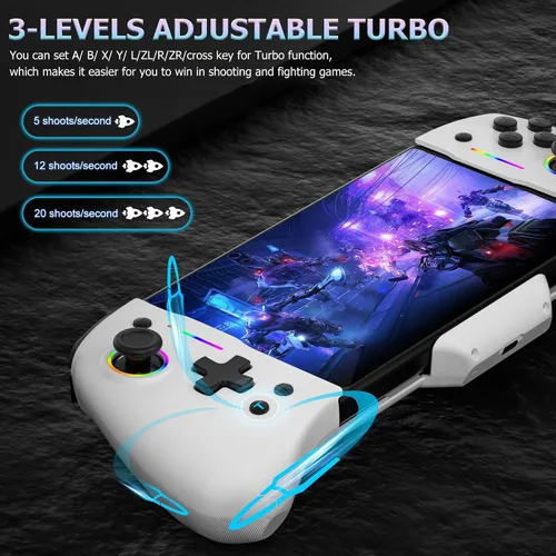 Vista 6 de arVin SwitchSwitch OLED Controller for Handheld Mode, One-Piece Wired Joypad Replacement Controller for Nintendo Switch with 8-Colors Adjustable LED