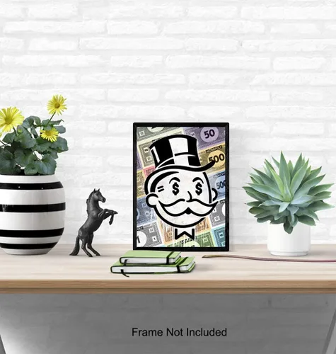 Vista 5 de Arte de pared de empresario – Decoración de pared para la oficina en casa – Arte motivacional – Póster de Alec Monopoly Style Print – Decoración